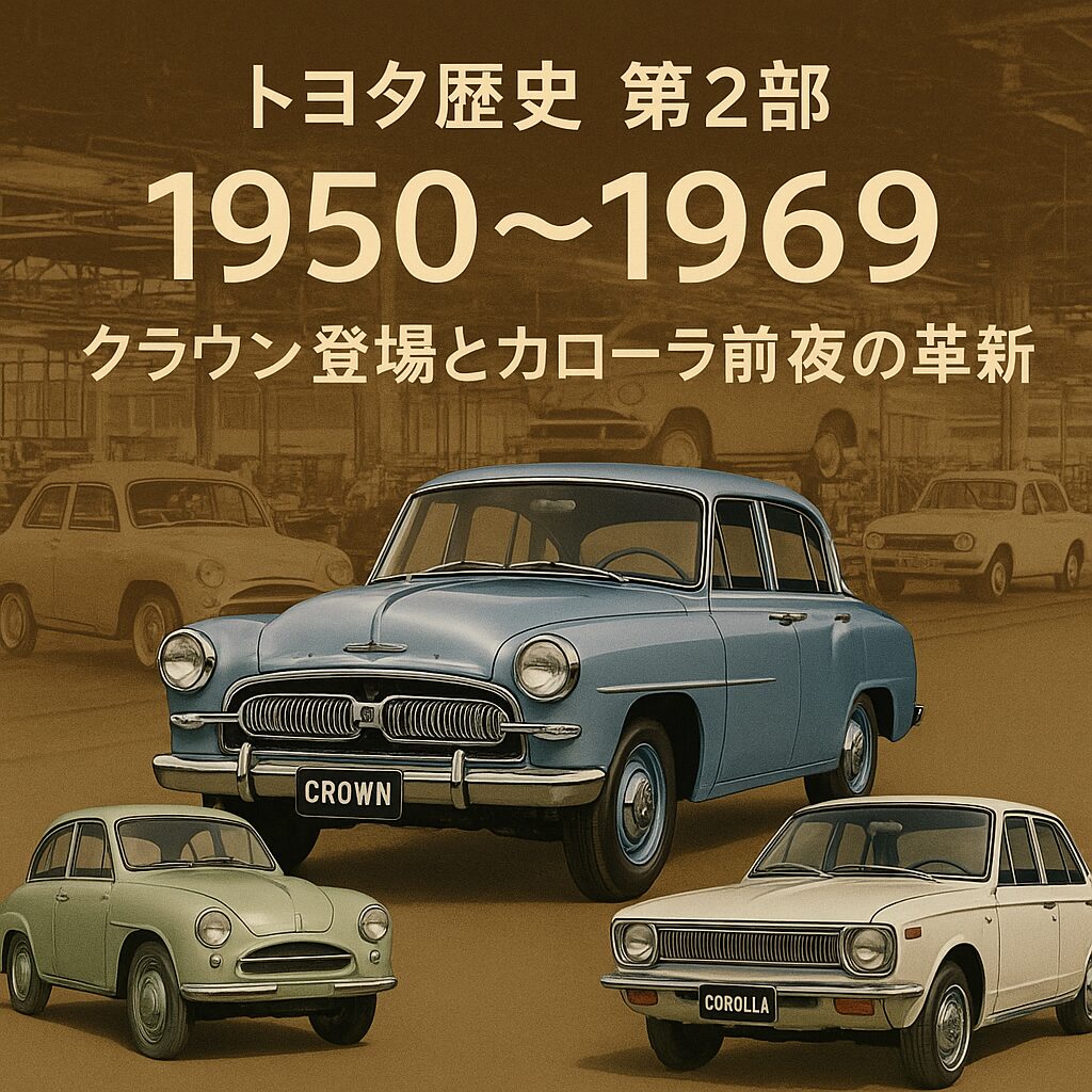 トヨタ歴史 第2部 1950〜1969年 クラウン登場とカローラ前夜の革新を描いた画像